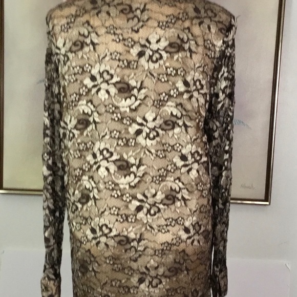 Conrad C Collection-lace over charmeuse top - Picture 2 of 6